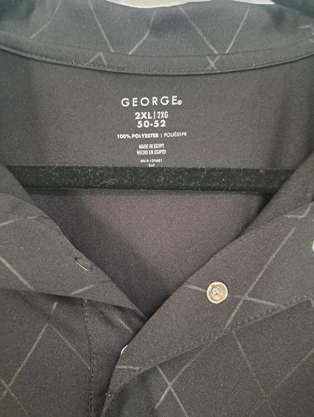 George Black Polo with Subtle Gray Diamond Grid Size 2XL - Picture 5 of 5